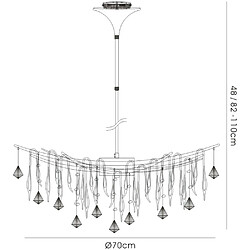 Avis Luminaire Center Suspension Cygnet 12 Ampoules chrome poli/verre noir/cristal