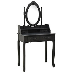 vidaXL Ensemble de coiffeuse avec tabouret Noir 75x69x140 cm Paulownia