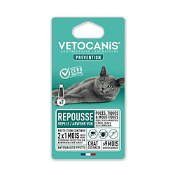 VETOCANIS 2 Pipettes anti-puces et anti-tiques - Pour Chat - 2x 1 mois de protection