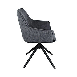 Mes Lot de 2 fauteuils pivotant 59x61x83,5 cm en tissu gris foncé et noir