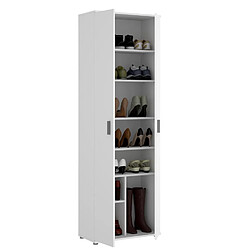 Pegane Armoire de rangement 2 portes coloris blanc -Longueur 61 x Profondeur 35 x Hauteur 190 cm