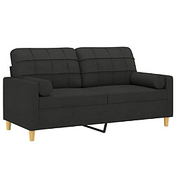 Avis Maison Chic Canapé 2 places avec oreillers,Sofa de Salon,Canapé droit décoratifs noir 140 cm tissu -GKD852571