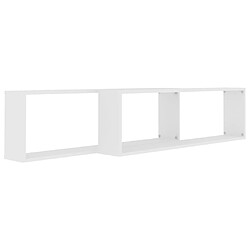 Avis vidaXL Étagères cube murales 2 pcs blanc 100x15x30cm bois d'ingénierie