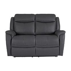 Avis Vente-Unique Canapé 2 places relax électrique en cuir de vachette gris anthracite NOMAJO