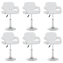 vidaXL Chaises pivotantes à manger lot de 6 blanc similicuir