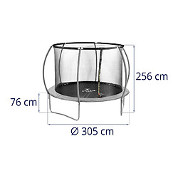 Helloshop26 Trampoline de jardin - diamètre 305 x 180 cm - 100 kg - filet de sécurité - noir/gris 14_0008021 pas cher