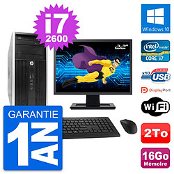 PC Tour HP Pro 6300 CMT Ecran 22" i7-2600 RAM 16Go Disque 2To Windows 10 Wifi · Occasion 