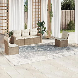 vidaXL Salon de jardin avec coussins 5 pcs beige résine tressée