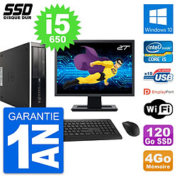 PC HP 8100 SFF Ecran 27" Intel Core i5-650 RAM 4Go SSD 120Go Windows 10 Wifi - Occasion