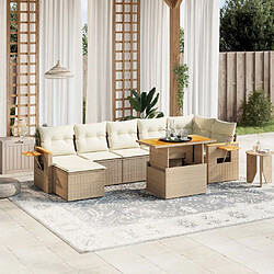 vidaXL Salon de jardin avec coussins 8 pcs beige résine tressée