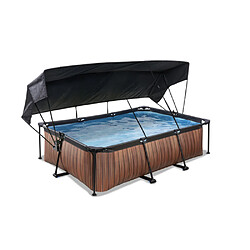 EXIT Piscine Wood 220x150x65cm avec voile d'ombrage et pompe filtrante - marron