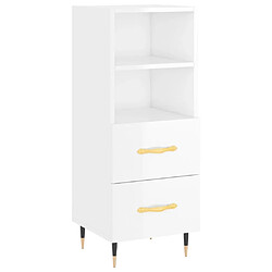 Maison Chic Buffet,Meuble de Rangement,commode pour salon,Cuisine Blanc brillant 34,5x34x180 cm Bois d'ingénierie -MN18612 pas cher