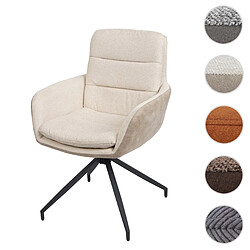 Mendler Chaise de salle à manger HWC-K32 fauteuil chaise, pivotante position auto, tissu/textile ~ crème-beige 