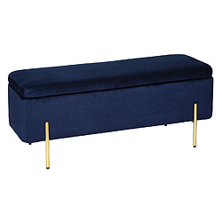 Atmosphera, Createur D'Interieur Banc coffre de rangement Edi en polyester effet velours L.115 x P.43 cm - Bleu Encre