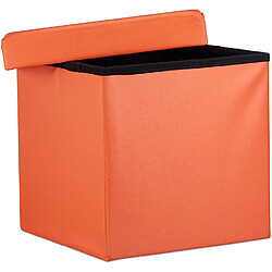 Helloshop26 Tabouret pouf banquette pliant meuble de rangement stable synthétique 38 cm orange 13_0002806_6