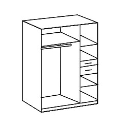 Pegane Armoire, meuble de rangement coloris imitation chêne Flagstaff, rechampis graphite - Longueur 135 x Hauteur 198 x Profondeur 58 cm 