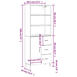 vidaXL Buffet haut Sonoma gris 69,5x34x180 cm Bois d'ingénierie pas cher