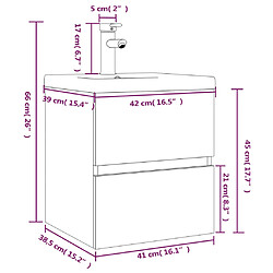 vidaXL Meuble lavabo avec bassin intégré Chêne fumé Bois d'ingénierie pas cher