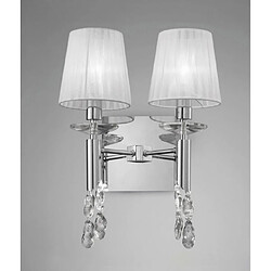 Luminaire Center Applique murale Tiffany avec interrupteur 2+2 Ampoules E14+G9, chrome poli avec Abat jour blancs & cristal transaparent Coloris : chrome poli Coloris de l'abat jour : blanc Largeur en Cm : 33 Hauteur en Cm : 45 Profondeur en Cm : 19 Poids en Kilos : 1,9 Type d'ampoule : E14