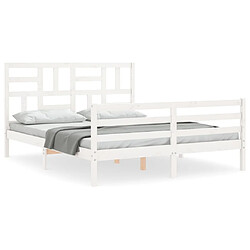 Maison Chic Cadre/structure de lit avec tête de lit pour adulte - Lit Moderne Chambre blanc King Size bois massif -MN75561