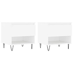 vidaXL Tables basses 2 pcs blanc 50x46x50 cm bois d'ingénierie