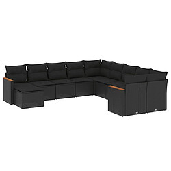 vidaXL Salon de jardin 11 pcs avec coussins noir résine tressée