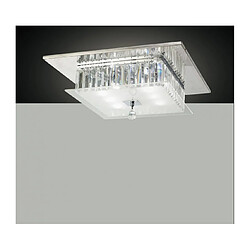 Luminaire Center Plafonnier Tosca carré 6 Ampoules chrome poli/verre/cristal Coloris : chrome poli, transparent/verre dépoli Coloris de l'abat jour : givré/transparent Longueur en Cm : 45 Largeur en Cm : 45 Hauteur en Cm : 18 Poids en Kilos :