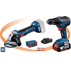 Pack 2 outils 18 V (GSR-55 + GWS-10) + 2 batteries 5Ah + chargeur en coffret L-BOXX - BOSCH 