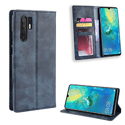 Etui en PU style vintage avec support bleu pour votre Huawei P30 Pro