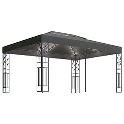 Maison Chic Tonnelle | Pergola avec double toit et lumières LED 3x4 m Anthracite -GKD77518