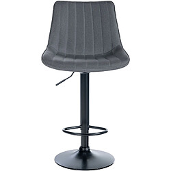 Decoshop26 Lot de 2 tabourets de bar réglable en hauteur pivotant à 360° assise en tissu gris couture verticale pied métal noir 10_0004436 pas cher