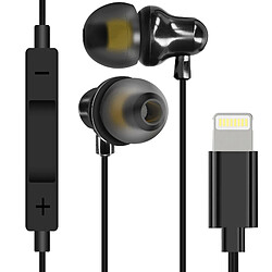 Écouteurs Filaires Lightning Intra-auriculaires Microphone et Boutons LinQ Noir