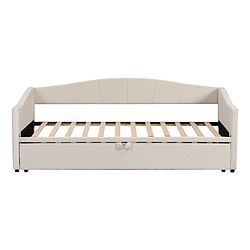 KOMHTOM Lit rembourré beige 90 / 180 * 200 cm, tissu velours pro - peau, canapé - lit extensible avec cadre à Lattes 