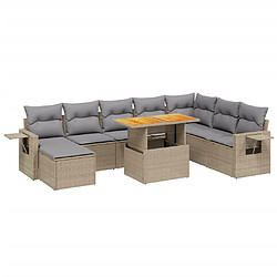 vidaXL Salon de jardin avec coussins 9 pcs beige résine tressée