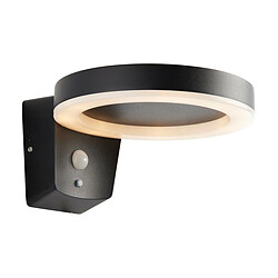 Endon Applique murale LED à anneau rond à énergie solaire moderne texturé noir, capteurs de mouvement et de nuit PIR, blanc chaud, IP44