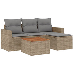 vidaXL Salon de jardin avec coussins 5 pcs beige résine tressée