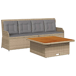 vidaXL Salon de jardin avec coussins 3 pcs beige résine tressée