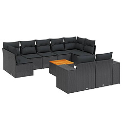 Maison Chic Salon de jardin 10 pcs avec coussins, Ensemble Tables et chaises d'extérieur noir résine tressée -GKD674954