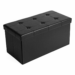 SONGMICS Pouf Coffre de Rangement Gain de Place Boîte Tabouret Pliable Chargement Max. de 300 kg Noir 76 x 38 x 38 cm LSF105