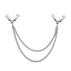 Mode Deer Head Elk Tips Double Chaînes Glands Collier Broches Broche Argent