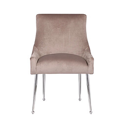 Vivenla Lot de 2 Chaises de salle à manger design revêtement en velours taupe avec poignet à l'arrière et piètement en acier argenté collection JERSEY