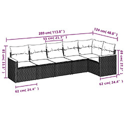 Avis vidaXL Salon de jardin 6 pcs avec coussins gris résine tressée