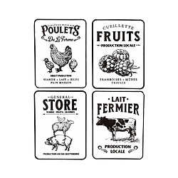 Sil Plaque décorative en métal ferme 41x31 cm (Lot de 4). Plaque décorative en métal ferme 41x31 cm (Lot de 4)