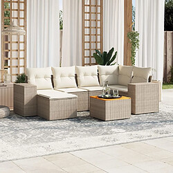 Maison Chic Salon de jardin avec coussins 7 pcs, Ensemble Tables et chaises de jardin, beige résine tressée -GKD951930