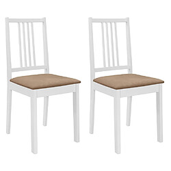 vidaXL Chaises à manger avec coussins lot de 2 blanc bois solide