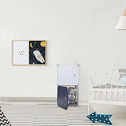 The Home Deco Kids Rangement enfant 2 cubes mobulables 30x30 cm gris et bleu marine.