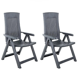 vidaXL Chaises inclinables de jardin lot de 2 Plastique Anthracite