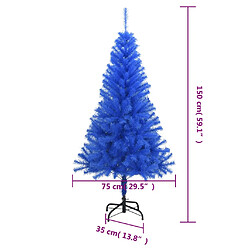 vidaXL Sapin de Noël artificiel avec support bleu 150 cm PVC pas cher