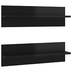 vidaXL Étagères murales 2 pcs noir brillant bois d'ingénierie