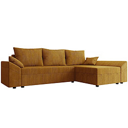 Palozi Sofa Canapé d'angle convertible avec coffre Vaugirard en velours côtelé - 3 places - Jaune moutarde 